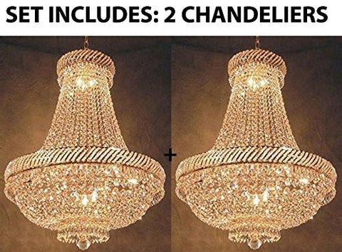 Set Of 2 - French Empire Crystal Chandelier Lighting H26" X W23" - F93-448/9-Set Of 2