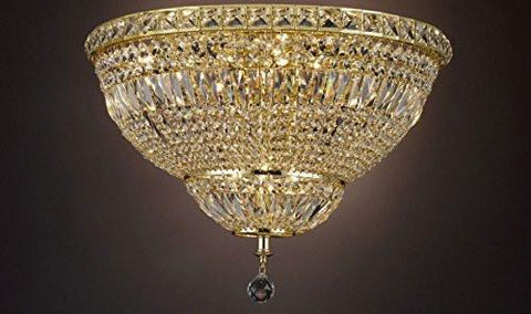 French Empire Empress Crystal(Tm) Flush Basket Chandelier Lighting H 13" W 24" - Cjd-Flush/Cg/2174/24
