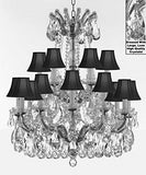 Swarovski Crystal Trimmed Maria Theresa Chandelier Lights Fixture Pendant Ceiling Lamp Dressed With Large Luxe Crystals H30" X W28" - Good For Dining Room Foyer Entryway With Blackshades - A83-Cs/Blackshades/B90/152/18Sw