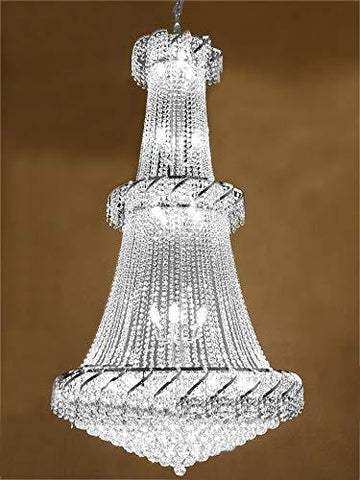 French Empire Crystal Chandelier Lighting - Good for Foyer, Entryway, Family Room, Living Room and More! H 66" W 42" - CJD-CS/4336/32