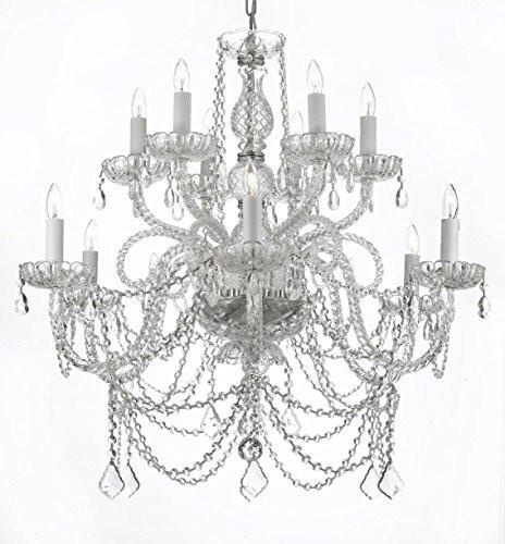 Swarovski Crystal Trimmed Chandelier Murano Venetian Style All-Crystal Chandelier - A46-Silver/4/385/6+6 Sw