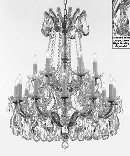 Swarovski Crystal Trimmed Maria Theresa Chandelier Lights Fixture Pendant Ceiling Lamp Dressed With Large Luxe Crystals H30" X W28" - Good For Dining Room Foyer Entryway Family Living Room - A83-Cs/B90/152/18Sw