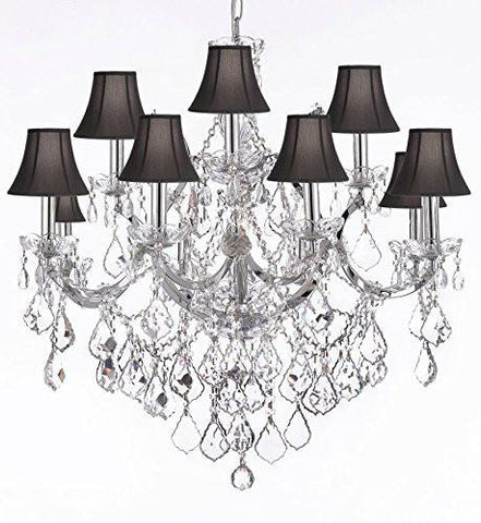 Maria Theresa Chandelier Lighting Crystal Chandeliers H30 "X W28" Trimmed With Spectra (Tm) Crystal - Reliable Crystal Quality By Swarovski Chrome Finish With Shades - Sc/B7/Chrome/26049/12+1Sw