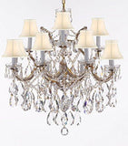 Swarovski Crystal Trimmed Maria Theresa Chandelier Lights Fixture Pendant Ceiling Lamp Dressed With Large Luxe Crystals H30" X W28" - Good For Dining Room Family Room & More With White Shades - F83-B90/Whiteshades/Cg/21532/12+1Sw