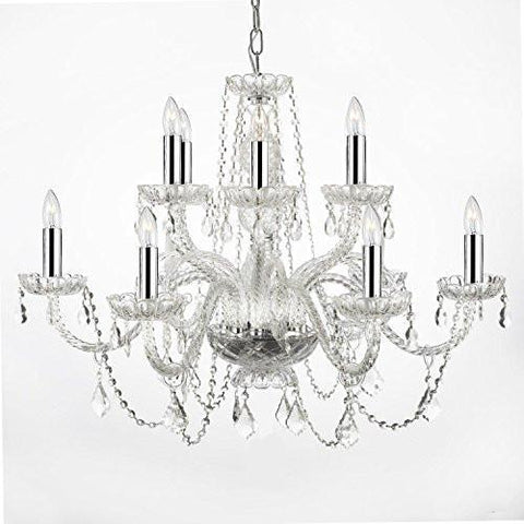 Empress Crystal (Tm) Chandelier Lighting With Chrome Sleeves H27" W32" - F46-B43/385/6+6