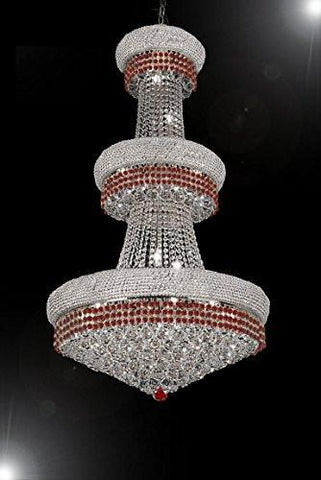 French Empire Crystal Chandelier Chandeliers Moroccan Style Lighting Trimmed With Ruby Red Crystal Good For Dining Room Foyer Entryway Family Room And More H50" X W30" - G93-B74/Cs/541/24