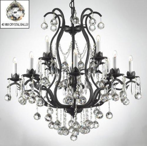 Wrought Iron Crystal Chandelier Lighting Dressed W/ Crystal Balls - A83-B6/3034/8+4