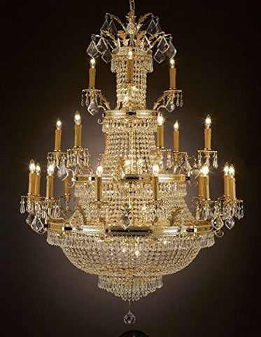 French Empire Crystal Chandelier Lighting Gold H50" X W40" - Perfect For An Entryway Or Foyer - A81-1287/12+6+3