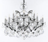 Swarovski Crystal Trimmed 19th C. Baroque Iron & Crystal Chandelier Lighting H 22" x W 30" - Dressed With Large, Luxe Crystals! Good for Dining room, Foyer, Entryway, Living Room, Bedroom! - G93-B62/B89/995/18SW