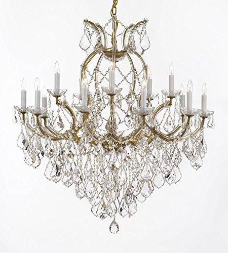 Swarovski Crystal Trimmed Maria Theresa Chandelier Lights Fixture Pendant Ceiling Lamp For Dining Room Entryway Living Room Dressed With Large Luxe Crystals H38" X W37" - A83-B90/21510/15+1Sw