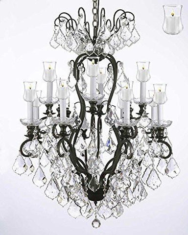 Wrought Iron Crystal Chandelier Lighting Chandeliers With Candle Votives H30" X W28" - F83-B31/556/12