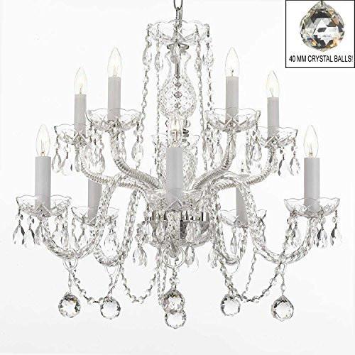 All Empress Crystal (Tm) Chandelier With 40Mm Crystal Balls Swag Plug In-Chandelier W/ 14' Feet Of Hanging Chain And Wire - A46-B15/B6/Cs/1122/5+5
