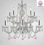Empress Crystal (Tm) Chandelier Chandeliers Lighting with Pink Color Crystal Balls w/Chrome Sleeves! - G46-B43/B76/1122/5+5