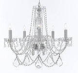 Swarovski Crystal Trimmed Murano Venetian Style Chandelier Crystal Lights Fixture Pendant Ceiling Lamp for Dining Room, Bedroom, Entryway , Living Room - With Large, Luxe Crystals! H25" X W24" - A46-B94/B89/384/5SW