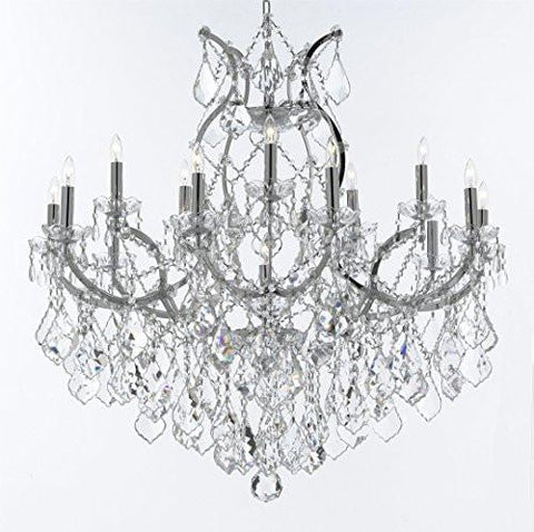 Maria Theresa Chandelier Lighting Crystal Chandeliers H38 "X W37" Chrome Finish Great For The Dining Room Living Room Family Room Entryway / Foyer - J10-Chrome/26050/15+1