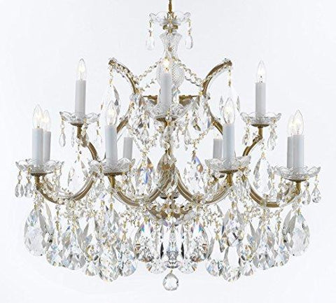 Swarovski Crystal Trimmed Maria Theresa Chandelier Crystal Lighting Chandeliers Lights Fixture Pendant Ceiling Lamp for Dining room, Entryway , Living room With Large, Luxe Crystals! H22" X W28" - A83-B89/21532/12+1SW