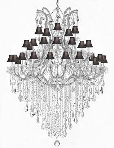 Maria Theresa Crystal Chandelier Trimmed With Spectratm Crystal And Black Shade - Reliable Crystal Quality By Swarovski - Gb104-Silver/Blackshade/B13/2756/36+1Sw
