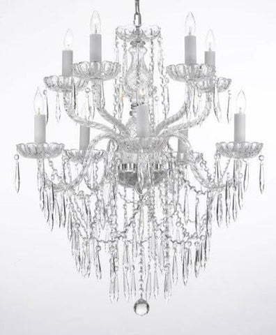 Crystal Icicle Waterfall Chandelier Lighting Dining Room Chandeliers H 30" W 24" 10 Lights - G46-B27/1122/5+5