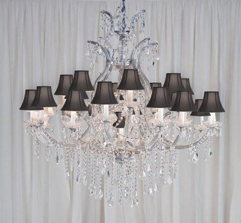 Swarovski Crystal Trimmed Chandelier Maria Theresa Chandelier Crystal Chandeliers Lighting H52" X W46" With Black Shades - A500-Blackshades/Silver/52/2Mt/24+1 Sw