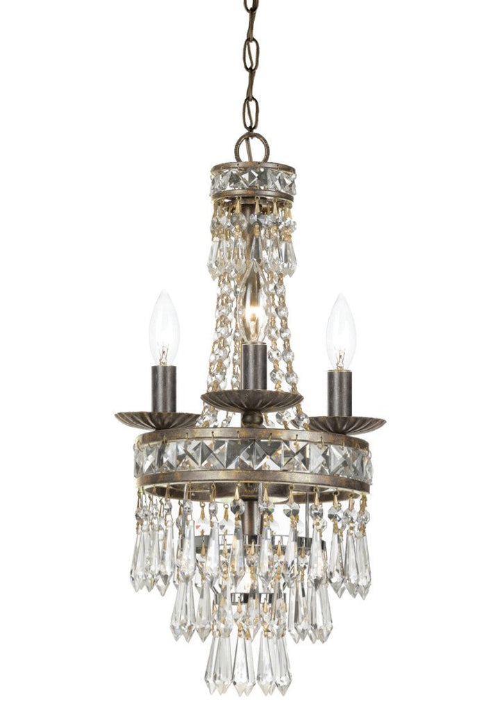 4 Light English Bronze Crystal Mini Chandelier Draped In Clear Hand Cut Crystal - C193-5263-EB-CL-MWP