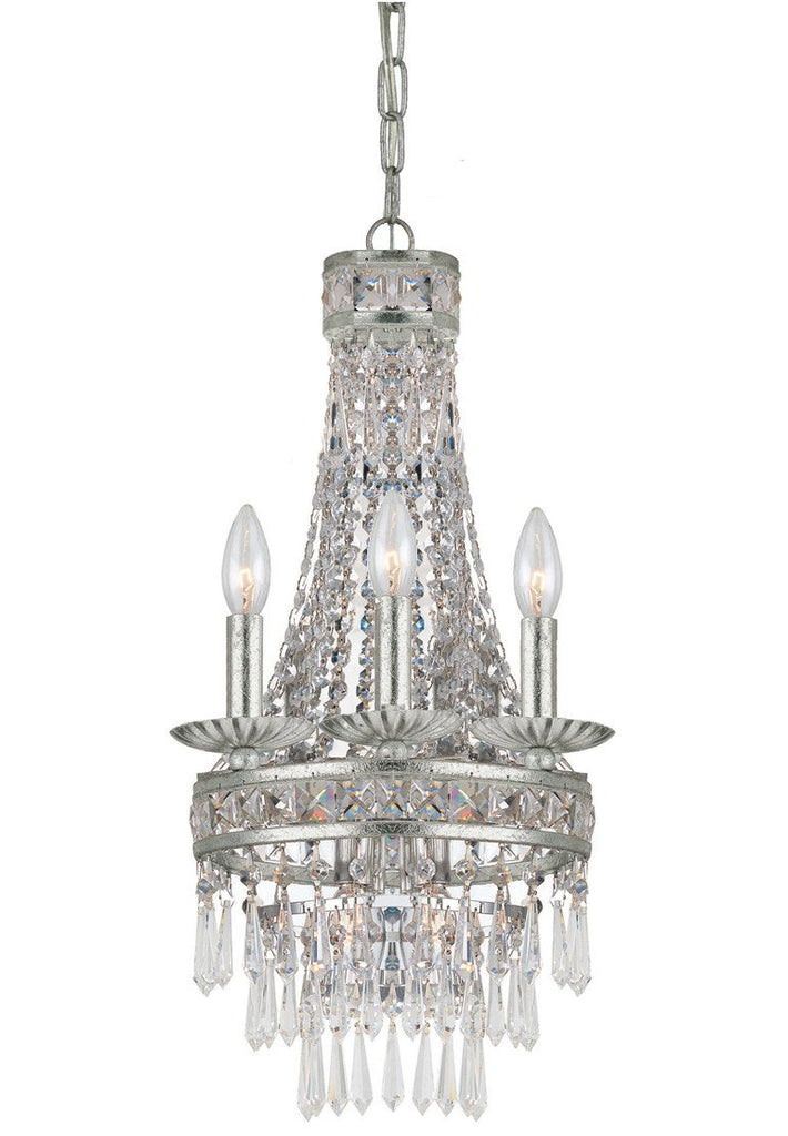 4 Light Olde Silver Crystal Mini Chandelier Draped In Clear Hand Cut Crystal - C193-5263-OS-CL-MWP