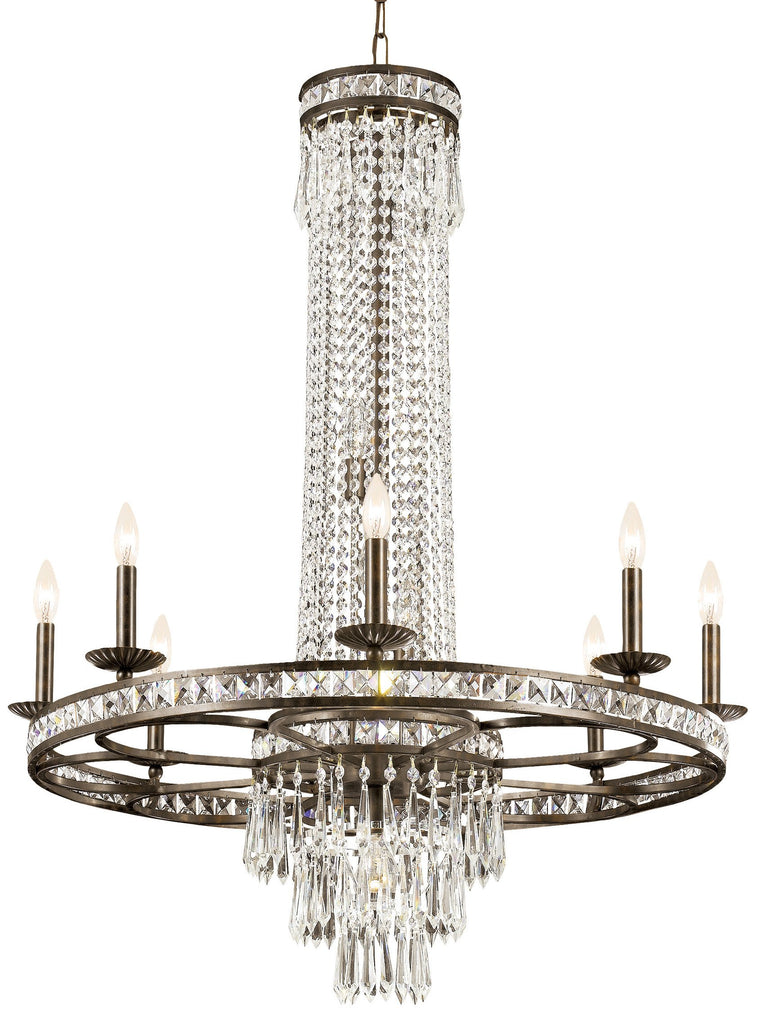 12 Light English Bronze Crystal Chandelier Draped In Clear Hand Cut Crystal - C193-5268-EB-CL-MWP