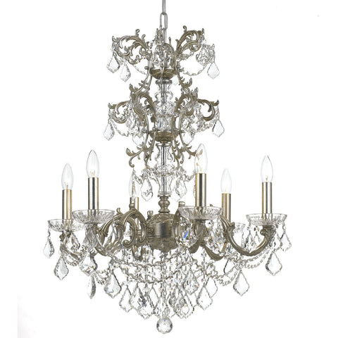 6 Light Olde Silver Traditional Chandelier Draped In Clear Spectra Crystal - C193-5286-OS-CL-SAQ