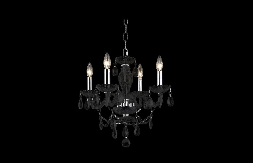 C121-7834D17B-JT/RC - Regency Lighting: Princeton 4 light Black Pendant Jet (Black) Royal Cut Crystal