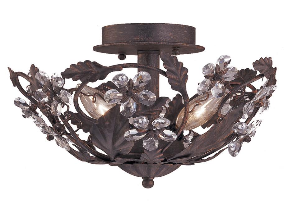 3 Light Dark Rust Youth Ceiling Mount Draped In Clear Hand Cut Crystal - C193-5305-DR