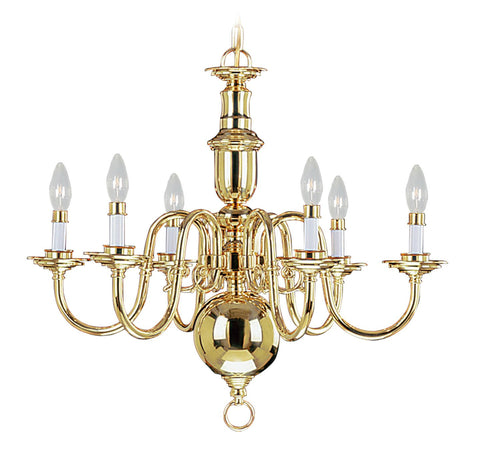 Livex Beacon Hill 6 Light Polished Brass Chandelier - C185-5306-02