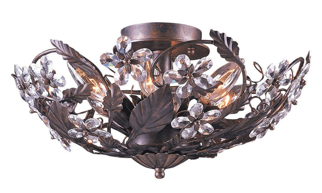 6 Light Dark Rust Youth Ceiling Mount Draped In Clear Hand Cut Crystal - C193-5316-DR