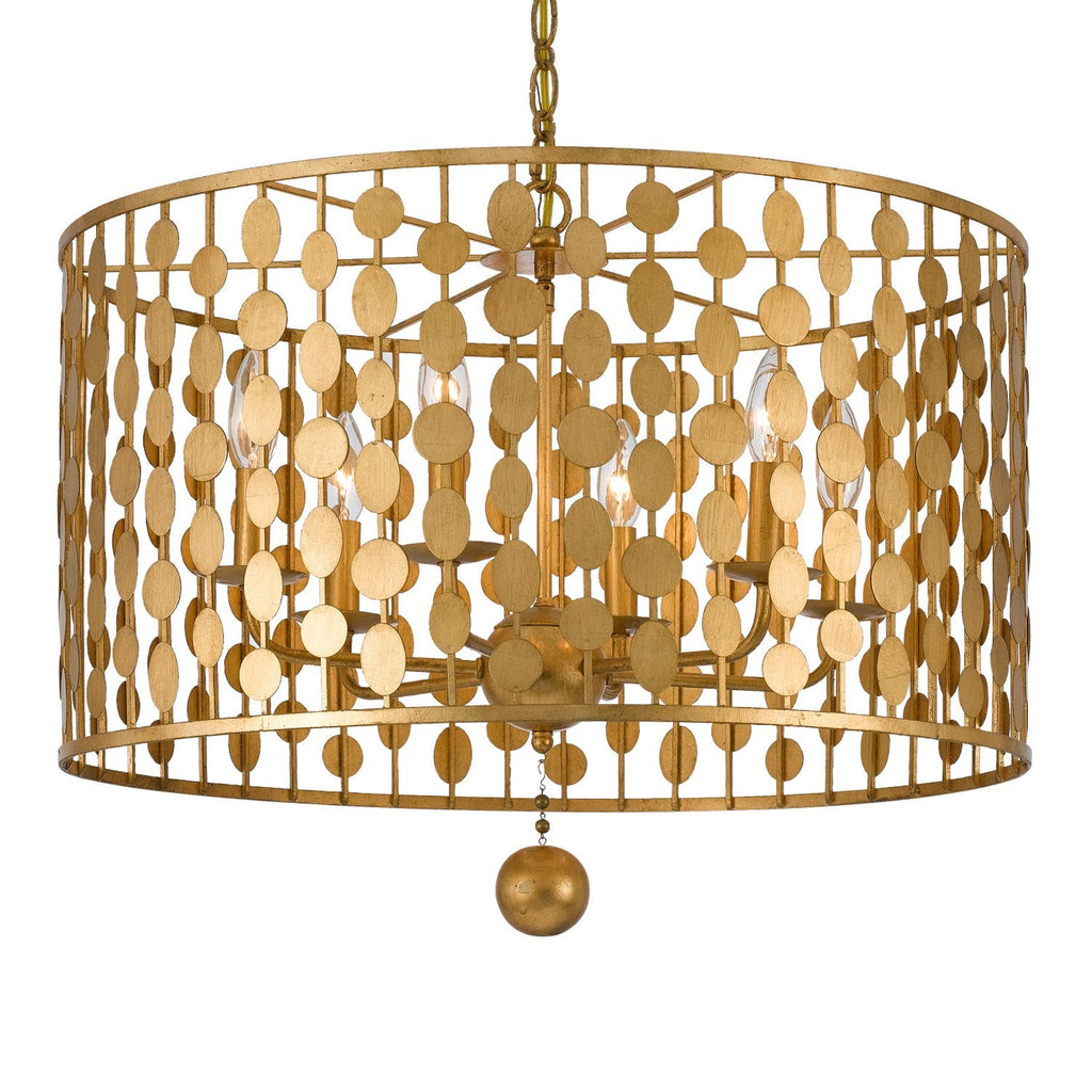 6 Light Antique Gold Eclectic  Industrial  Glam Chandelier - C193-546-GA