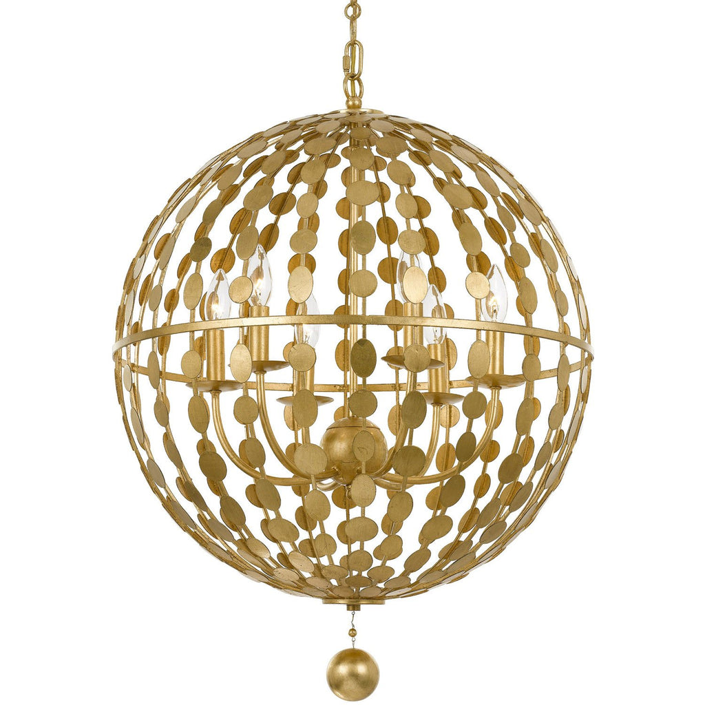 6 Light Antique Gold Eclectic  Industrial  Glam Chandelier - C193-547-GA
