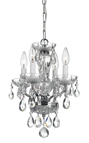 4 Light Chrome Crystal Mini Chandelier Draped In Clear Hand Cut Crystal - C193-5534-CH-CL-MWP