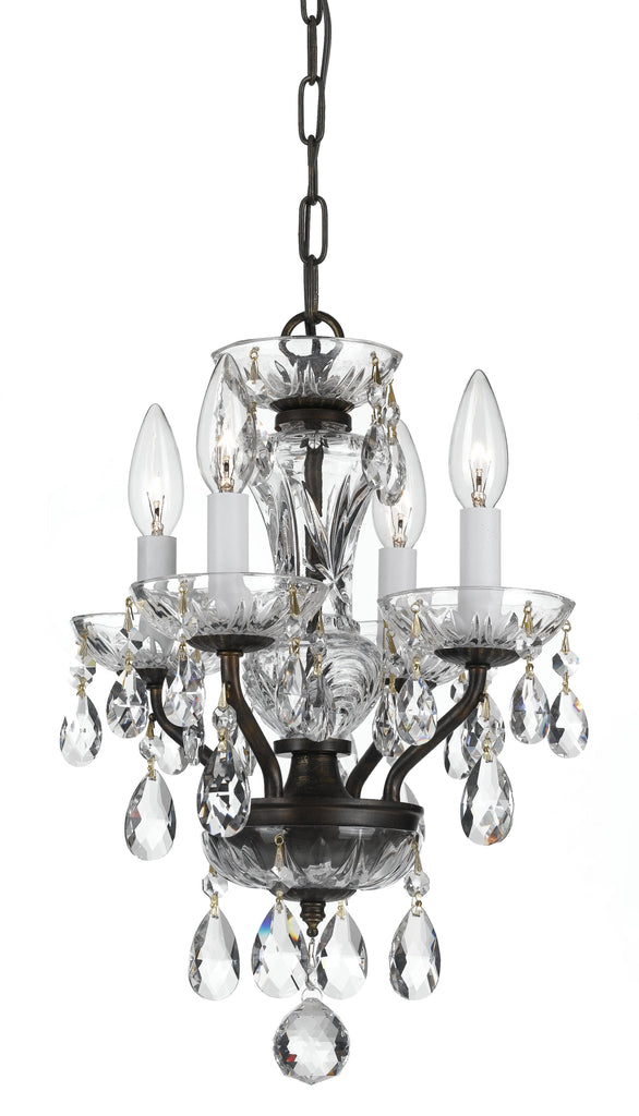 4 Light English Bronze Traditional Chandelier Draped In Clear Swarovski Strass Crystal - C193-5534-EB-CL-S