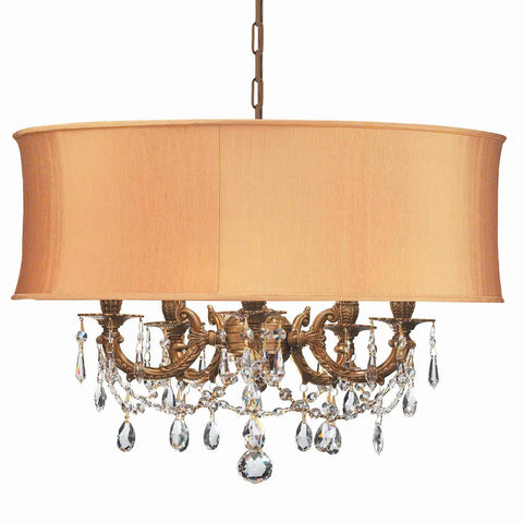 5 Light Aged Brass Traditional Mini Chandelier Draped In Clear Spectra Crystal - C193-5535-AG-SHG-CLQ
