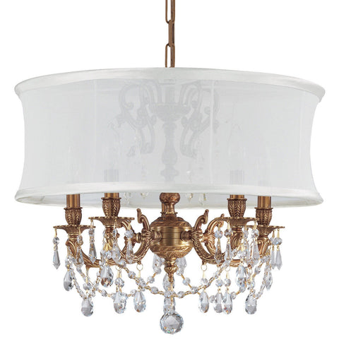 5 Light Aged Brass Traditional Mini Chandelier Draped In Clear Spectra Crystal - C193-5535-AG-SMW-CLQ