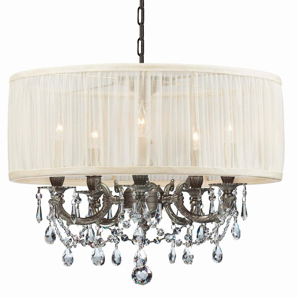 5 Light Pewter Traditional Mini Chandelier Draped In Clear Swarovski Strass Crystal - C193-5535-PW-SAW-CLS