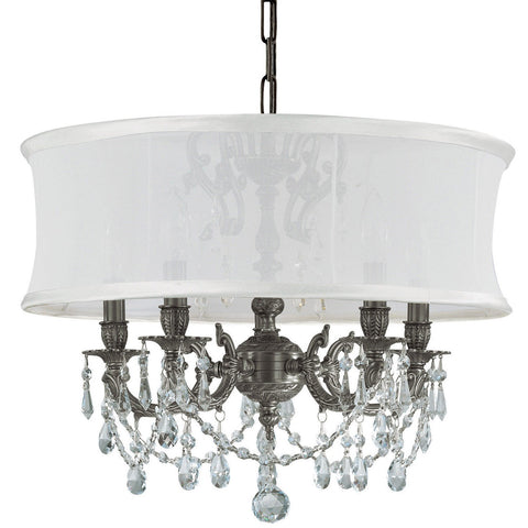 5 Light Pewter Traditional Mini Chandelier Draped In Clear Spectra Crystal - C193-5535-PW-SMW-CLQ
