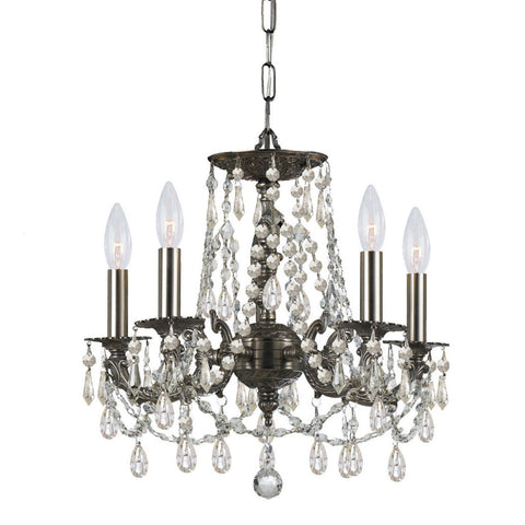 5 Light Pewter Traditional Mini Chandelier Draped In Clear Hand Cut Crystal - C193-5545-PW-CL-MWP