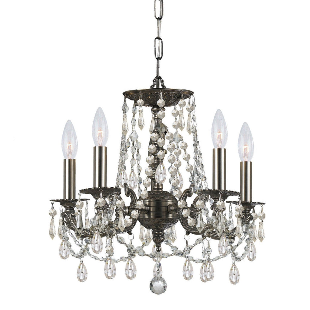 5 Light Pewter Traditional Mini Chandelier Draped In Clear Swarovski Strass Crystal - C193-5545-PW-CL-S