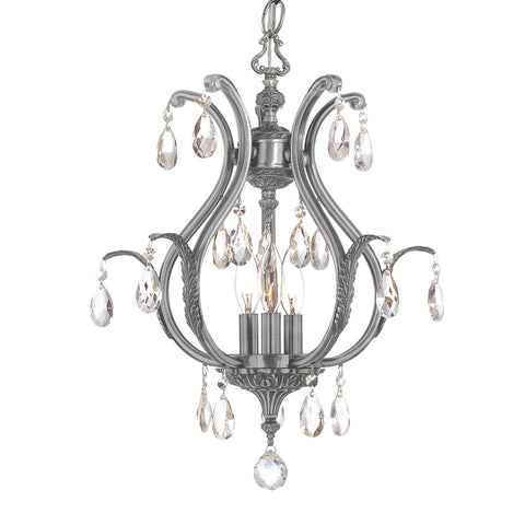 3 Light Pewter Crystal Mini Chandelier Draped In Clear Spectra Crystal - C193-5560-PW-CL-SAQ