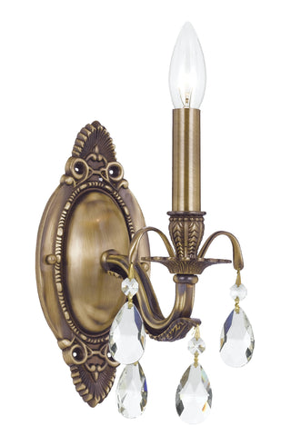 1 Light Antique Brass Crystal Sconce Draped In Clear Hand Cut Crystal - C193-5561-AB-CL-MWP