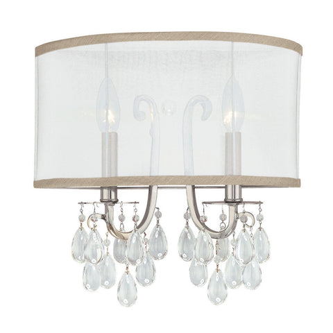 2 Light Polished Chrome Transitional Sconce Draped In Clear Smooth Teardrop Almond Crystal - C193-5622-CH