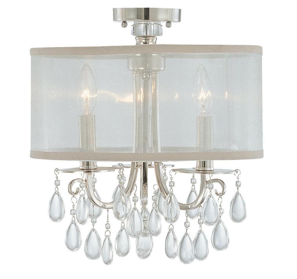 3 Light Polished Chrome Transitional Ceiling Mount Draped In Clear Smooth Teardrop Almond Crystal - C193-5623-CH_CEILING