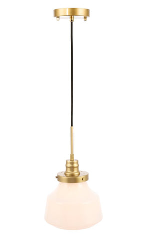 ZC121-LD6257BR - Living District: Lyle 1 light Brass and frosted white glass pendant