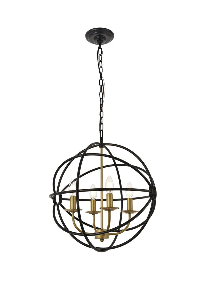 ZC121-LD4006D18BRD - Living District: Octavia 4 light Brass and Dark Brown Pendant