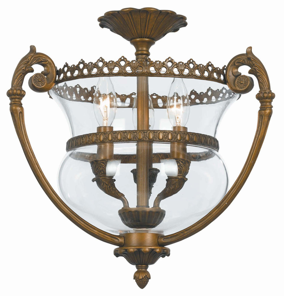 3 Light Antique Brass Transitional Ceiling Mount - C193-5791-AB