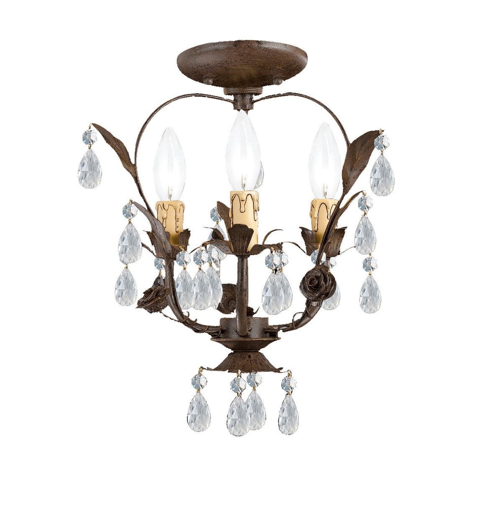 3 Light Dark Rust Youth Ceiling Mount Draped In Clear Hand Cut Crystal - C193-5823-DR_CEILING
