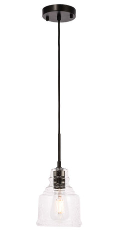 ZC121-LD6195BK - Living District: Pierce 1 light Black and Clear seeded glass pendant